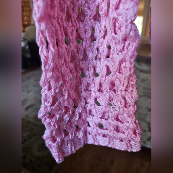 NWOT Cotton Emporium patchwork crochet sweater pink/multicolor - Picture 3 of 7